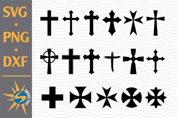 Christian Cross Silhouette Graphics for Faith Crafts